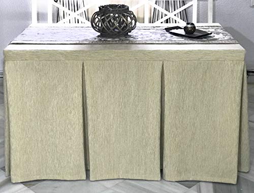 INUSUAL Falda o Ropa de Camilla Valeria en Chenilla 120x70x72 y a Medida (Arena Floral)
