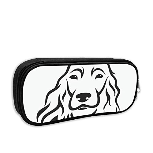 IOPLK Estuche de lápices para la escuela de moda, cabeza de cocker spaniel inglés, animal, raza negra, canino, lindo bolígrafo, bolsa de papelería para oficina, para útiles escolares y de oficina