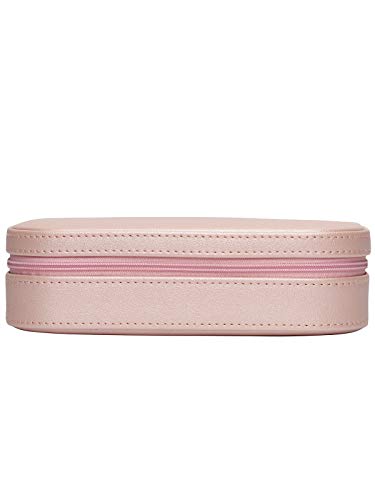 IsmatDecor Pequeño Estuche Joyero de Viaje - con Cremallera y Espejo - Guarda Tus Joyas, Anillos, Pendientes - Cuero sintético Color Rosa