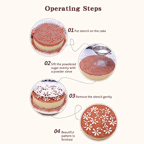 iSuperb 4 Piezas Plantillas para Tarta Plantillas Decoración Tarta Cake Stencils Decorating Repostería Horneado Herramienta (4 Plantillas Tarta)