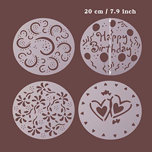 iSuperb 4 Piezas Plantillas para Tarta Plantillas Decoración Tarta Cake Stencils Decorating Repostería Horneado Herramienta (4 Plantillas Tarta)