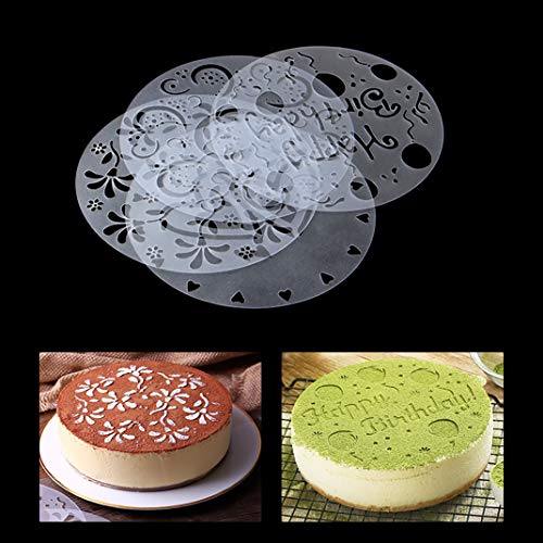 iSuperb 4 Piezas Plantillas para Tarta Plantillas Decoración Tarta Cake Stencils Decorating Repostería Horneado Herramienta (4 Plantillas Tarta)