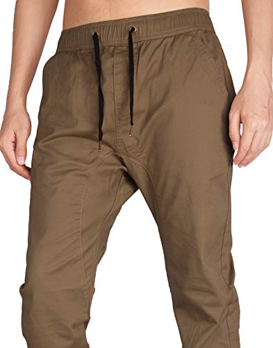 ITALY MORN Hombre Jogging Pantalones Stretch Skinny Largo M Café
