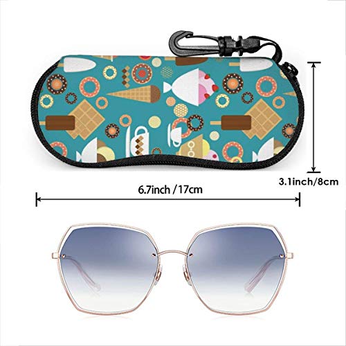 IUBBKI Estuche blando para gafas de sol Estuche ultraligero de neopreno con cremallera y clip para cinturón, helado italiano