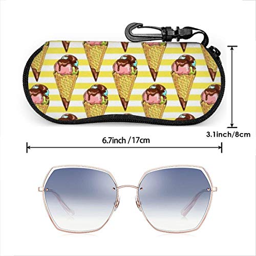 IUBBKI - Estuche blando para gafas de sol, ultraligero, con cremallera, de neopreno, con clip para cinturón, helado de chocolate, gofre
