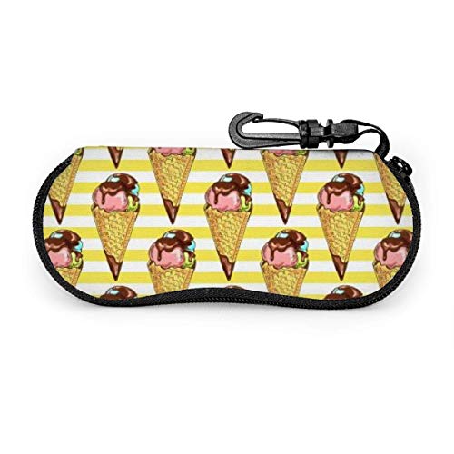 IUBBKI - Estuche blando para gafas de sol, ultraligero, con cremallera, de neopreno, con clip para cinturón, helado de chocolate, gofre