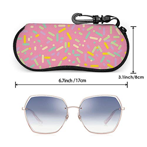 IUBBKI - Estuche blando para gafas de sol, ultraligero, de neopreno, con cremallera, para anteojos con clip para cinturón, fresa, asperja, cupcake, donas, dulces, helado