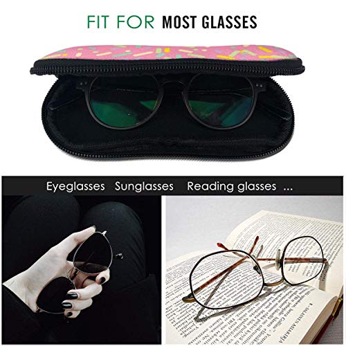 IUBBKI - Estuche blando para gafas de sol, ultraligero, de neopreno, con cremallera, para anteojos con clip para cinturón, fresa, asperja, cupcake, donas, dulces, helado