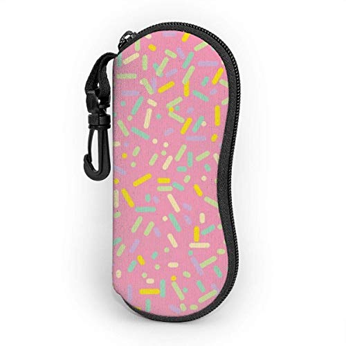 IUBBKI - Estuche blando para gafas de sol, ultraligero, de neopreno, con cremallera, para anteojos con clip para cinturón, fresa, asperja, cupcake, donas, dulces, helado