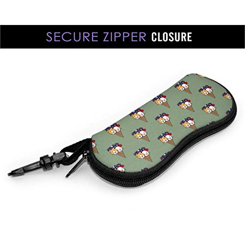 IUBBKI Estuche para anteojos a la moda con helado de pollo, perro y gato, Estuche blando para gafas de sol con mosquetón