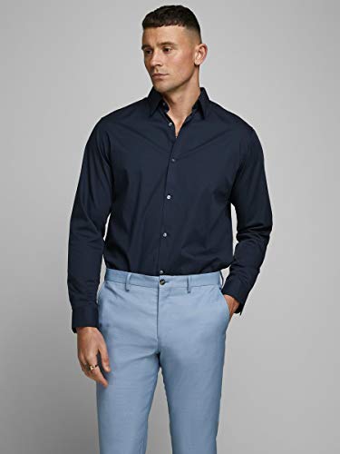 Jack & Jones Jprnon Iron Shirt L/s Noos Camisa, Azul (Navy Blazer Fit:Slim Fit), Medium para Hombre