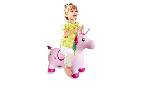 Jamara 460316 - Unicornio colorido animal saltarín con bomba - Orejas como soporte