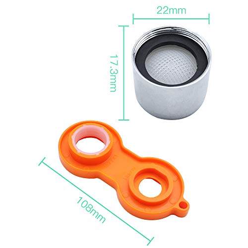 JaneYi (6 Piezas) Aireador de Grifo Repuesto M22 Acero Inoxidable Cocina Baño Grifo Filtro de Burbujas Grifo de Ahorro de Agua Boquilla de Rosca Hembra con 6 Juntas de Goma y Una Llave de Aireador