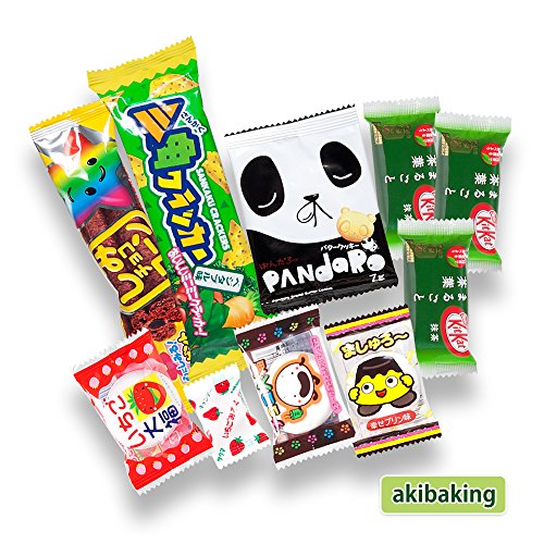 Japonés valioso partido Snack BOX popular conjunto Dagashi Japón Aerial chocolate Pocky Matcha con AKIBA KING Sticker