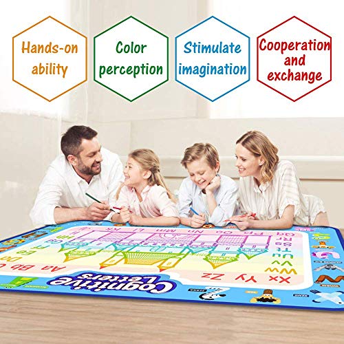 Jasonwell Agua Dibujo Pintura Pizarra Mágica - Alfombra Mágica de Agua Doodle Estera de Agua Doodle Juguete Educativo Regalo Ideal de Cumpleaños Juego para Niños Niñas de 3 4 5 6 7 Años 100*80cm