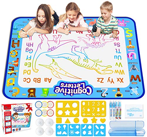 Jasonwell Agua Dibujo Pintura Pizarra Mágica - Alfombra Mágica de Agua Doodle Estera de Agua Doodle Juguete Educativo Regalo Ideal de Cumpleaños Juego para Niños Niñas de 3 4 5 6 7 Años 100*80cm