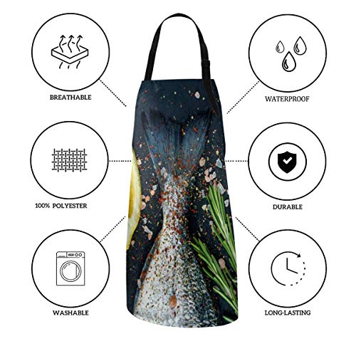 JDQP Delantales para Hombre Vainilla, Limón y Sal Cocina Impermeable Delantal de Chef Divertido Cocina Baking Mesero Babero Delantales para niños Artesanía Jardinería Limpieza Trabajo Masculino Tiend