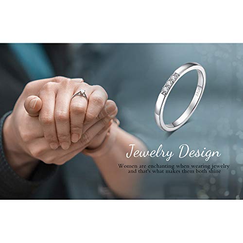 JewelryPalace Anillo Nupcial Conjunto de 3 Piedra Zirconia cúbica de Boda Plata de ley 925
