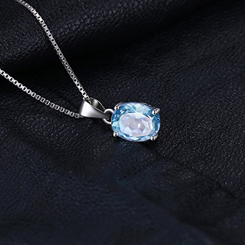 JewelryPalace Colgante Solitario 2.1ct Genuino Topacio azul cielo Oval Piedra de nacimiento Collar Plata de ley 925 cadena de caja 45cm