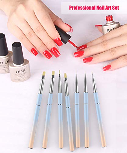 JFUNE 7PCS Cepillo uñas pinceles para decoración de uñas, Nail Art acrílico pintura UV GEL dibujo diseño cepillo (7pcs)