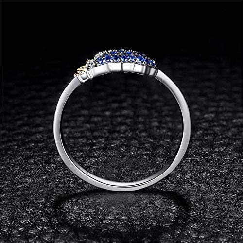 JIUERMA Cielo, Nube Creado Azul Anillo de 925 Anillo de Plata esterlina apilable para Las Mujeres 925 Piedras Preciosas Joyas,6