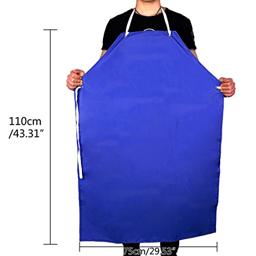 Jiyaru Delantal de PVC de Cocina,La Pesca Acuáticos Matadero Delantales Resistente al Agua 110 * 75 cm Azul