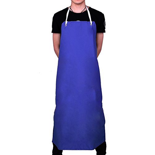 Jiyaru Delantal de PVC de Cocina,La Pesca Acuáticos Matadero Delantales Resistente al Agua 110 * 75 cm Azul