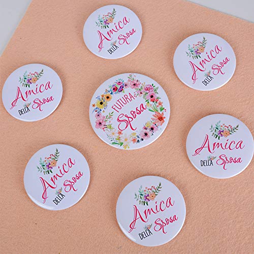 JNCH Broches Personalizables Broches Futura Sposa Kit de Broche + 11"Amica Della Sposa Insignias para Despedida de Soltera Diversión para Novias Matrimoniales Boda