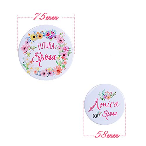 JNCH Broches Personalizables Broches Futura Sposa Kit de Broche + 11"Amica Della Sposa Insignias para Despedida de Soltera Diversión para Novias Matrimoniales Boda