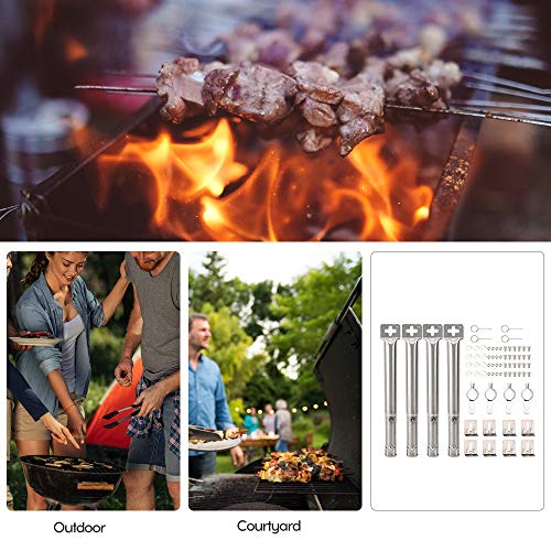 JNT 4pcs Universal Ajustable de Acero Inoxidable Parrilla de Gas de reemplazo Tubo Recto Tubo del Quemador de Picnic Accesorios Barbacoa (Color : Silver)
