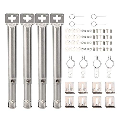 JNT 4pcs Universal Ajustable de Acero Inoxidable Parrilla de Gas de reemplazo Tubo Recto Tubo del Quemador de Picnic Accesorios Barbacoa (Color : Silver)