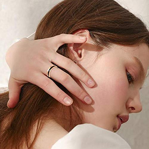 Joyería Anillo De Acero Titanium Anillo De Boda Anillo De Tortuga Negra Cara De Cerámica Número Romano Anillo De Oro Rosa Para Hombres Mujeres Anillo De Compromiso - No Incrustado