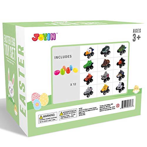 JOYIN 12 Pack Huevos de Pascua Juguetes con Monstruo Camión Monster Trucks Vehículo Coches de Juguetes niños