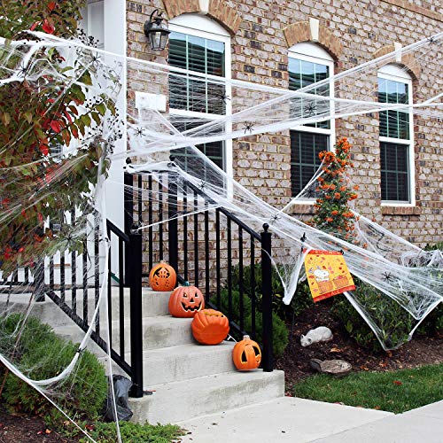 Joyjoz Halloween Telaraña Decoracion, Tela de Araña 1000 Pies Cuadrados con 12 Arañas para Halloween Decoracion Fiesta