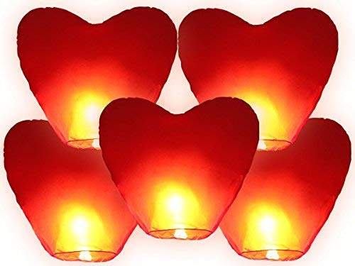 JRing Farolillos Voladores, Farolillos de Corazón Rojos (Pack 5)