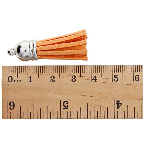 Juanya 100 Piezas 50 Colores 40 mm Piel de Ante sintética Borla Colgantes con Tapas para Clave Cadena Correas DIY Accesorios