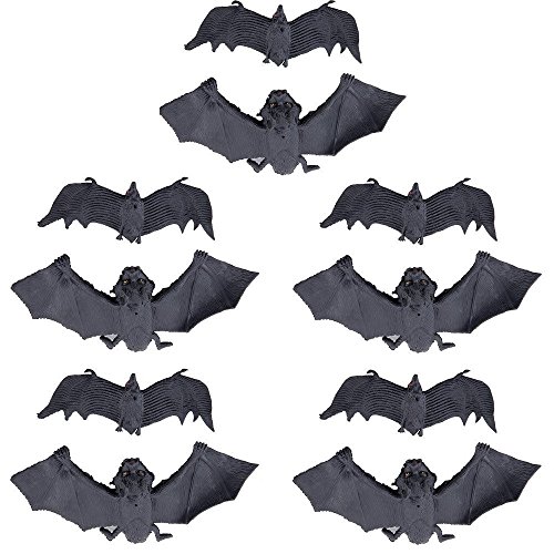 Juego de 10 Halloween Decoración Realista Mirando Spooky Murciélagos colgantes para los mejores favores de fiesta de Halloween y Decoración