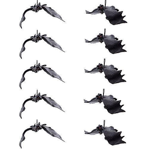 Juego de 10 Halloween Decoración Realista Mirando Spooky Murciélagos colgantes para los mejores favores de fiesta de Halloween y Decoración