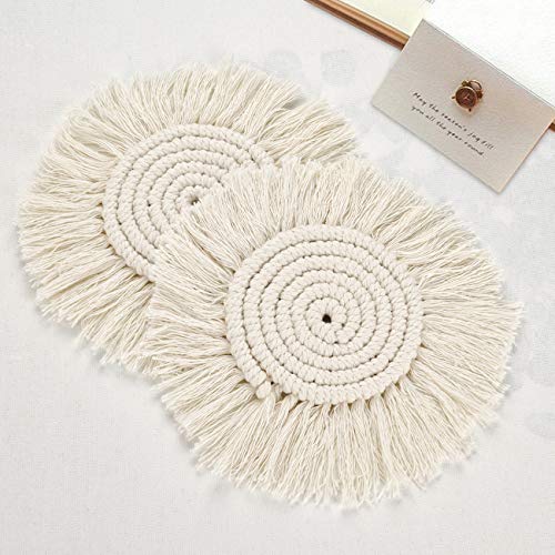 Juego de 10 posavasos de Macramé, Alfombrilla Redonda Trenzada Tejida de Macramé Hechos a Mano Tapete Manteles Individuales para Hogar Cafetería Restaurante Hotel