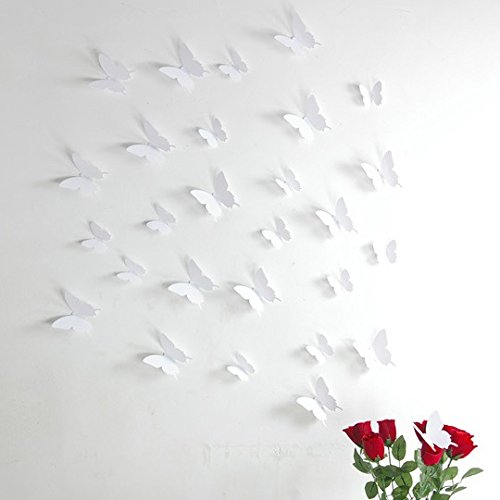 Juego de 12 Adhesivos 3D de Mariposas Blancas