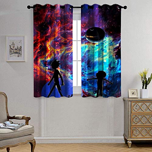 Juego de 2 cortinas opacas para sala de estar y hogar, diseño de dragón, color negro, 55 x 39 cm