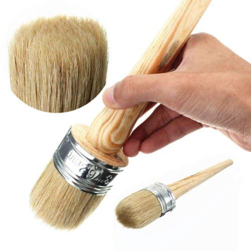 Juego de 2 pinceles de cera para pintura de tiza, cerdas naturales redondas de 2,5 cm y 5 cm para decoración del hogar