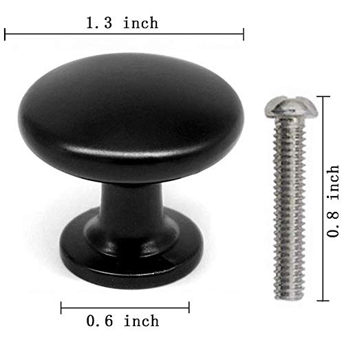 Juego de 20 pomos para cajones, color negro mate, pomos para cajones, tiradores de cajón con placa redonda superior, pomos de 30 mm para armario, cajón, cocina