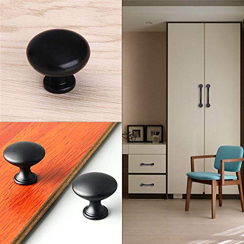 Juego de 20 pomos para cajones, color negro mate, pomos para cajones, tiradores de cajón con placa redonda superior, pomos de 30 mm para armario, cajón, cocina