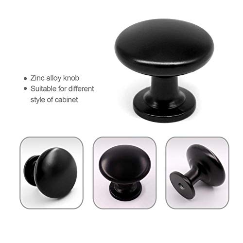 Juego de 20 pomos para cajones, color negro mate, pomos para cajones, tiradores de cajón con placa redonda superior, pomos de 30 mm para armario, cajón, cocina