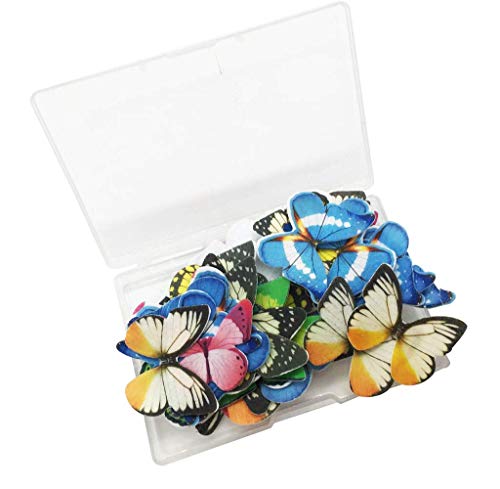 Juego de 30 adornos comestibles para magdalenas, diseño de mariposas