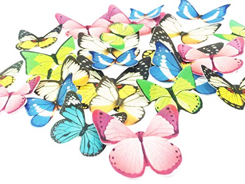 Juego de 30 adornos comestibles para magdalenas, diseño de mariposas