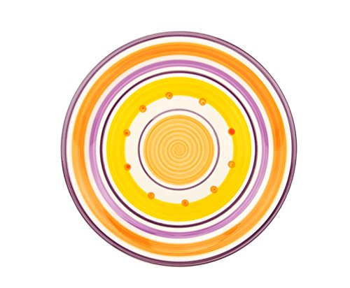 Juego de platos Cefalú de 18 piezas para 6 personas de estilo mediterráneo multicolor – 6 platos llanos, 6 platos hondos, 6 platos de postre