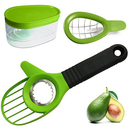 Jugetware - Cortador de aguacate 3 en 1, cuchillo de aguacate, pelador de aguacate y pelador con agarre antideslizante