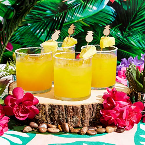 Juvale - Juego de 120 púas de piña para cócteles de madera hawaiana tropical, 15,5 cm